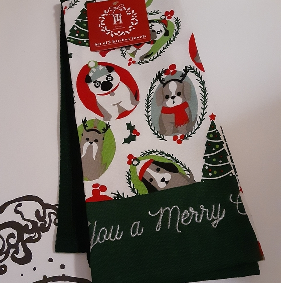 Christmas Dogs Kitchen Towels Set - Picture 4 of 8